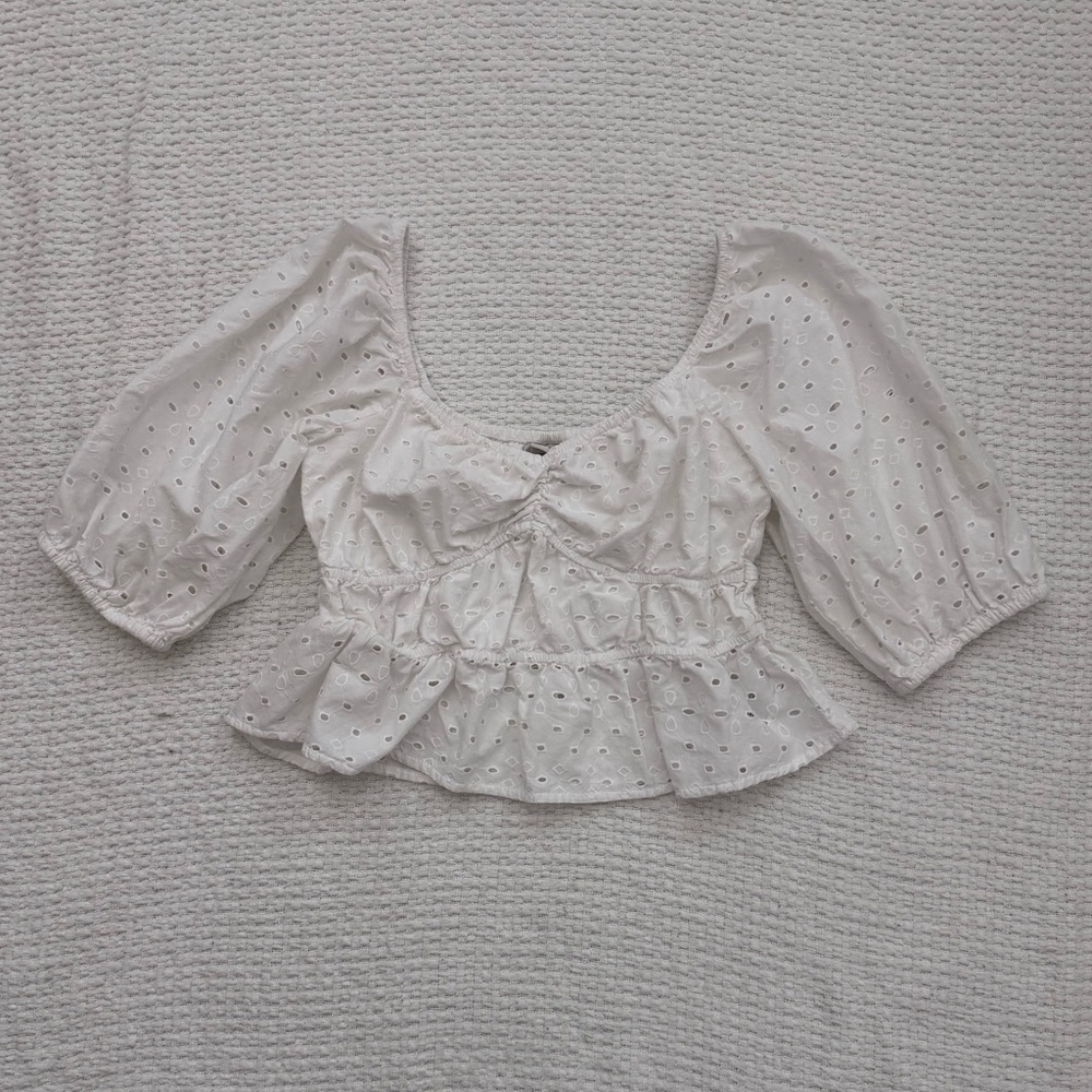 A New Day Eyelet Women's Puff Sleeve Top